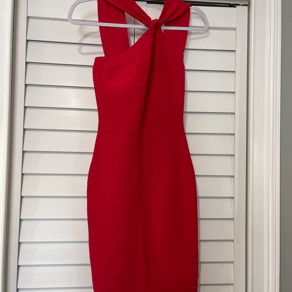 Bebe Red One Shoulder Dress